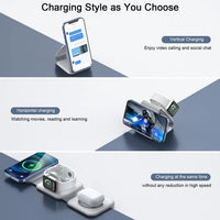 3-In-1 Wireless Charging Station, Magnetic Foldable Design Charging Station Compatible with Multiple Devices Including Iphone 16/15/14/13 Series, Airpods 4/3/Pro, and Iwatch