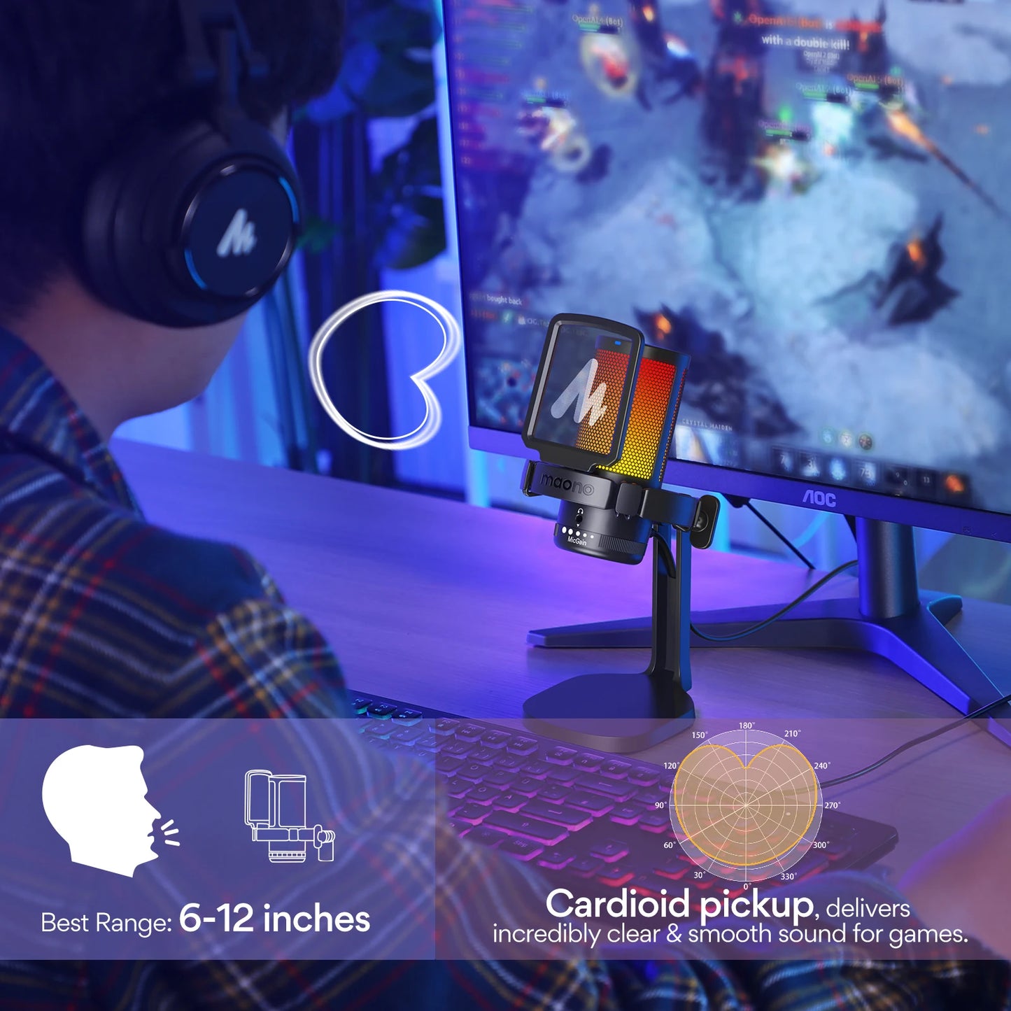 Maono DGM20 RGB USB Gaming Microphone